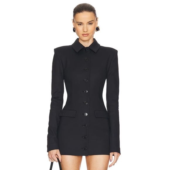 Helsa Dresses & Skirts - Helsa The Little Lady Button Long Sleeve Mini Dress Black